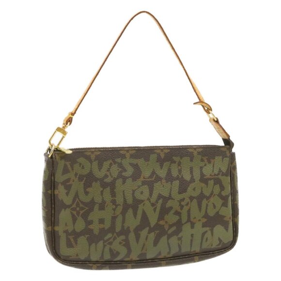 LOUIS VUITTON graffiti Pochette Accessoires Pouch Green LV Auth - Picture 1 of 16